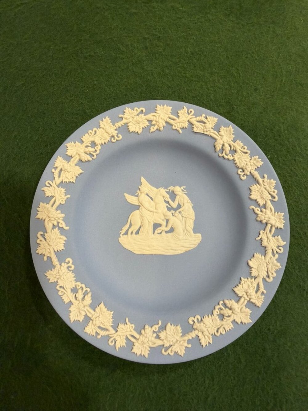 VINTAGE Wedgwood Pale Blue Jasperware "The Muses Watering Pegasus" dish
